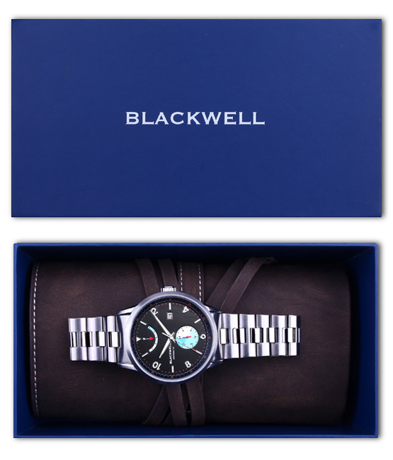 Color Touch - Dark Blue Dial With Stainless Steel Case And Dark Brown Suede Leather