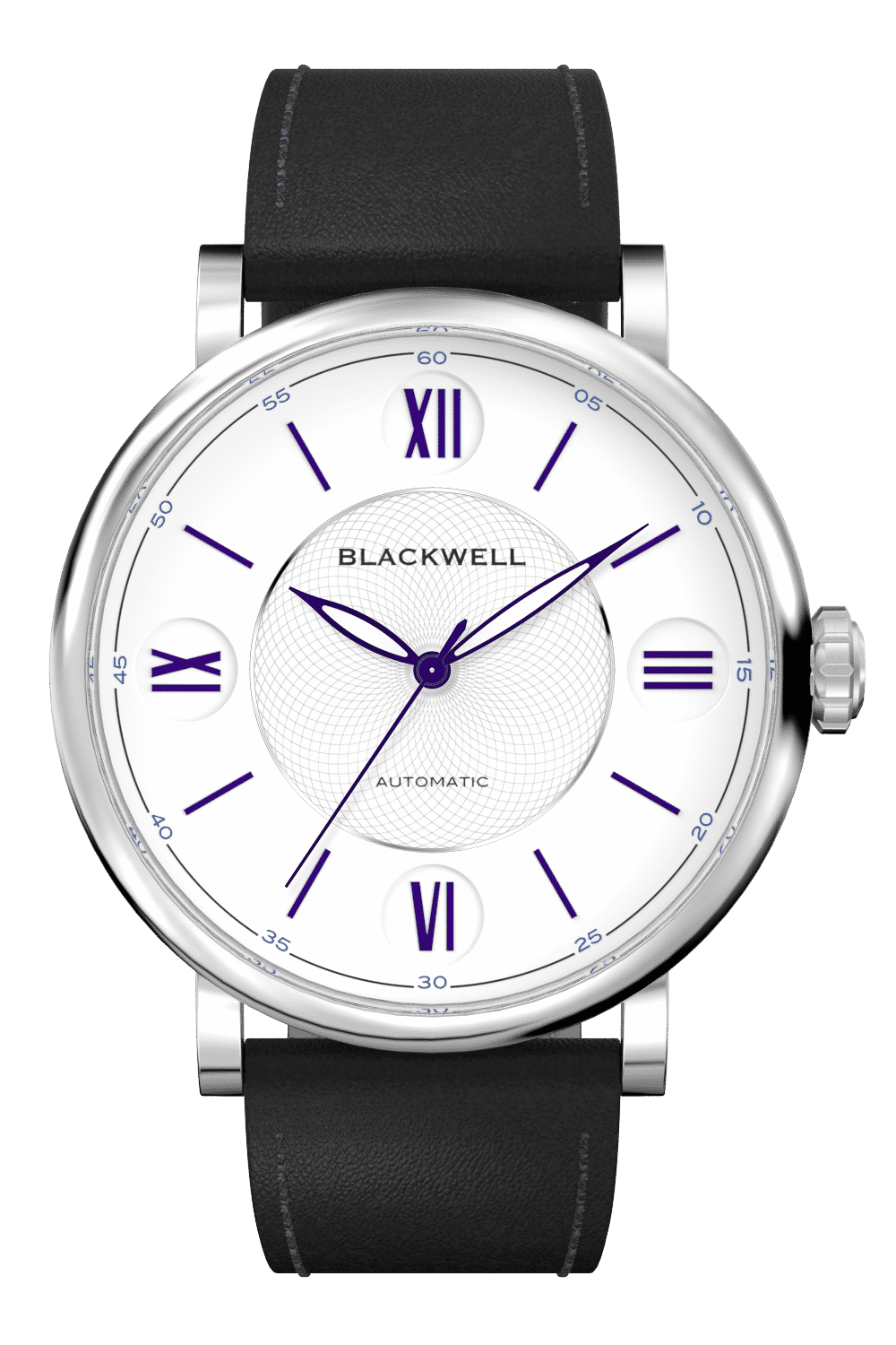 White Dial with Silver Steel and Black Leather 10017
