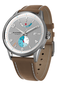 Color Touch - Grey Dial With Stainless Steel Case And Tan Brown Suede Leather