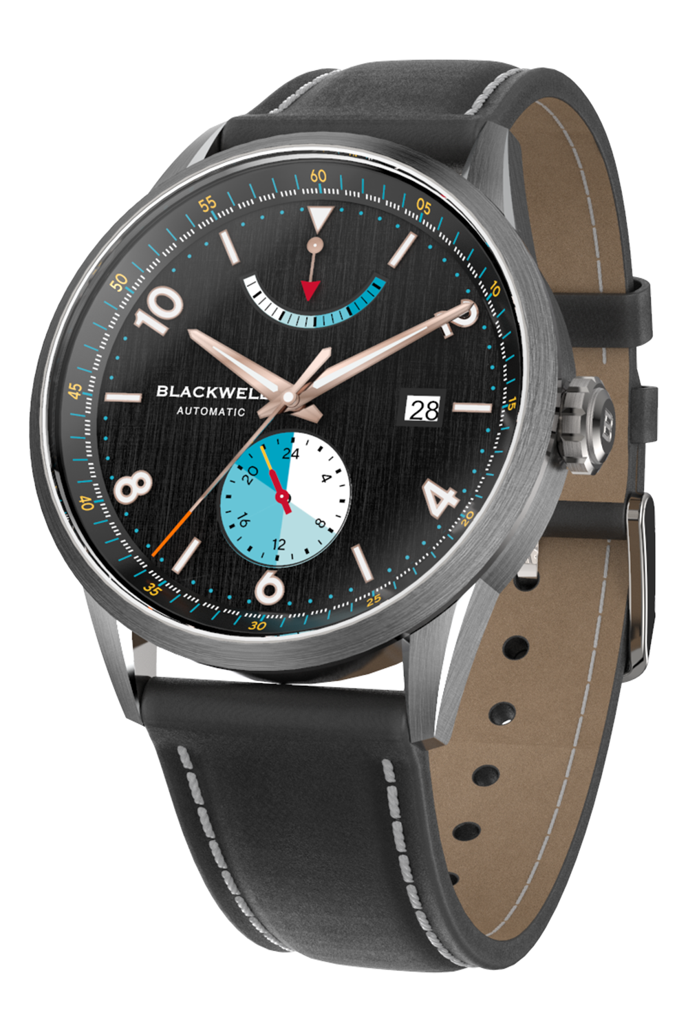 Color Touch - Black Dial With Stainless Steel Case And Black Suede Leather